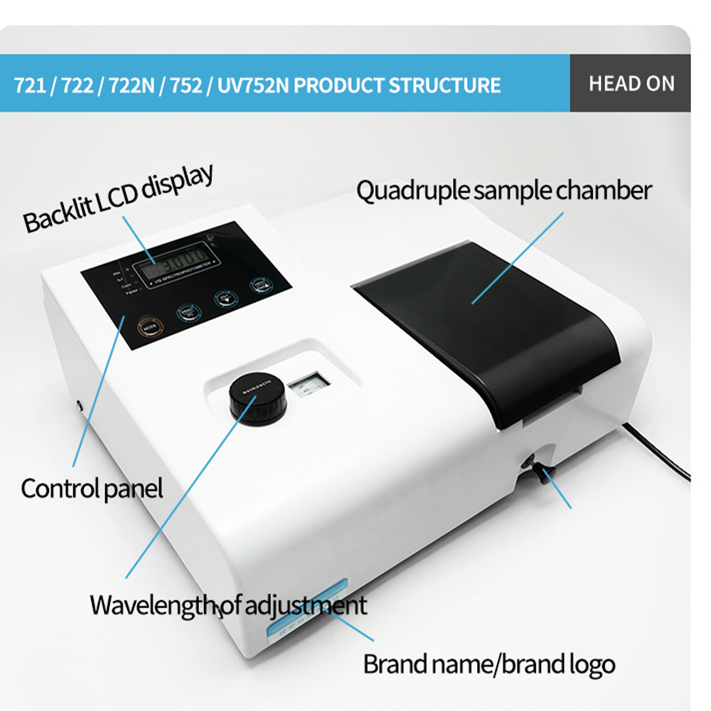 Qiujing Digital Propono Manual 4-6NM Visibilis Spectrophotometer Cum Imported Edition Tungsten Lamp 721/722N/722N/S